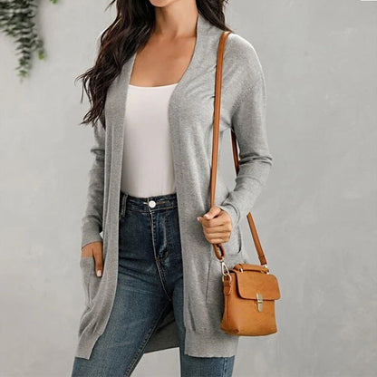 Women's Long Sleeve Knit Cardigan with Pockets in 5 Colors S-XL - Wazzi's Wear